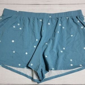 Stars Above Polka Dots Pajama Sleep Shorts Teal Blue Size Large